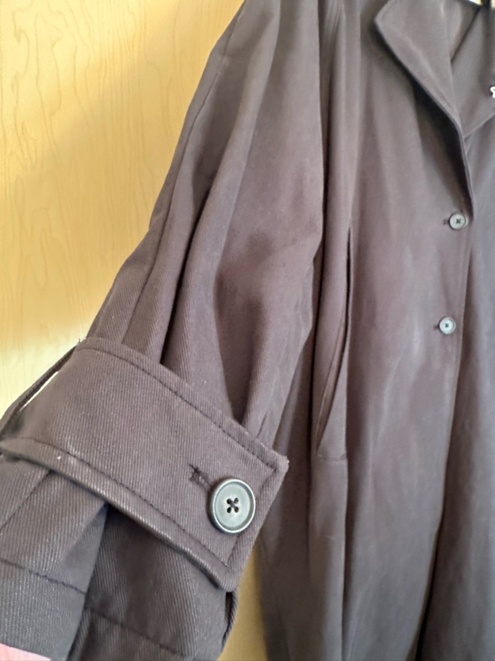 We The Free Dark Grey Trench Coat with Removable Leopard Faux Fur Collar - Picture 5 of 15